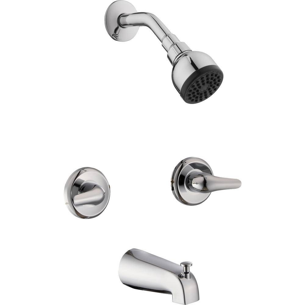 Glacier Bay Aragon Tub and Shower Set Chrome 2-Handle 1-Spray 1002 910 927 New